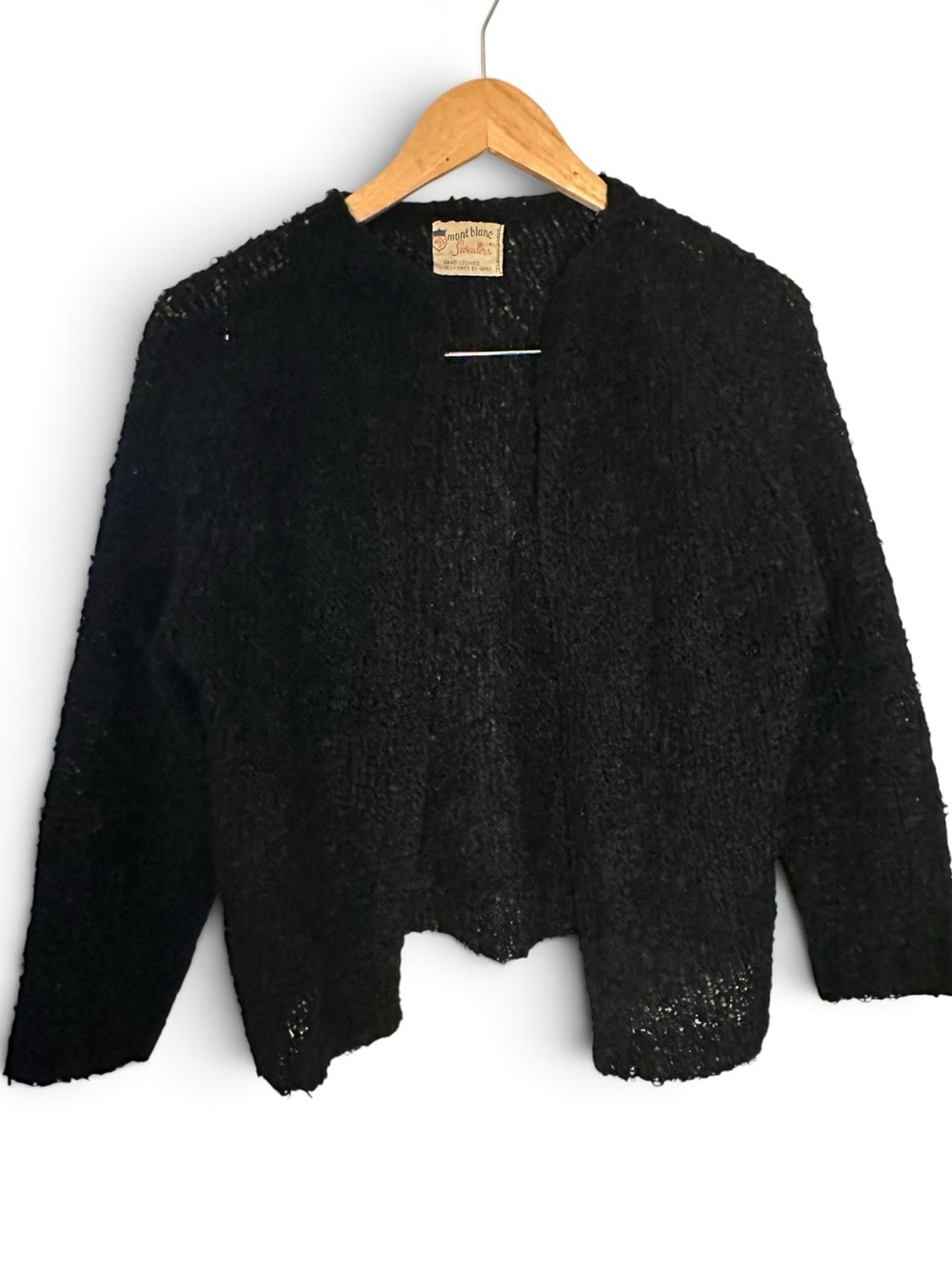 Vintage Mont Blanc mohair wool knit open front sweater black